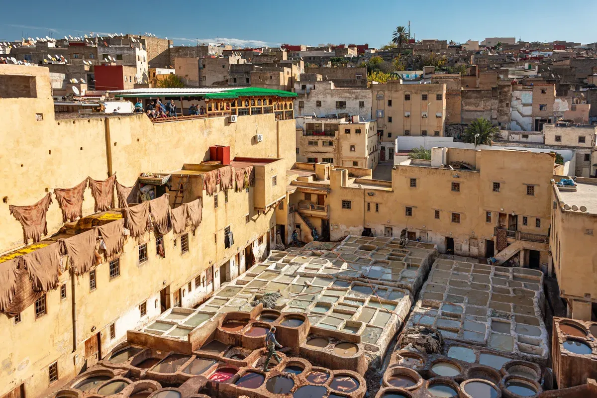 The dye pits of the Chouara tannery in Fes el-Bali on a Morocco tour package