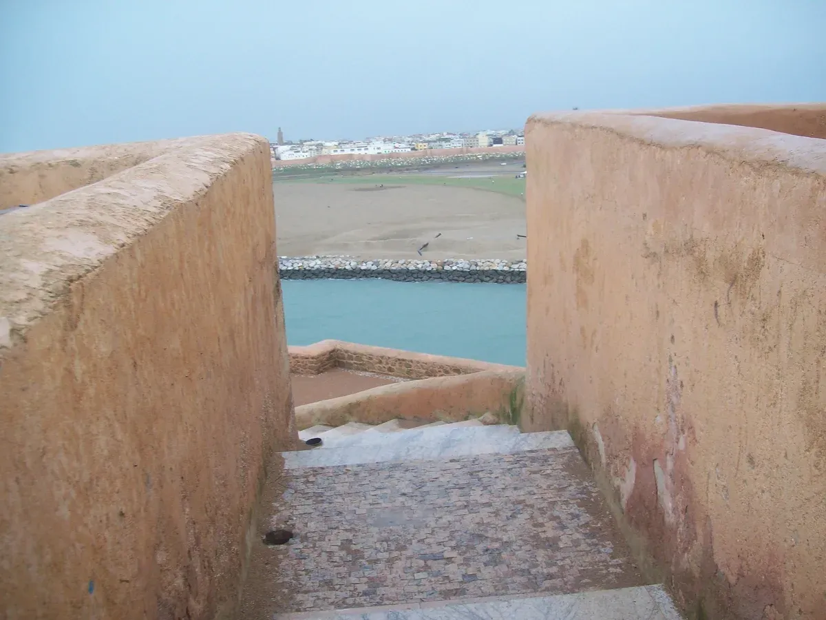 A stepped passage in the Kasbah of the Udayas above the Bouregreg river in Rabat on a Morocco tour package, Kasbah of the Udayas, Rabat, Morocco