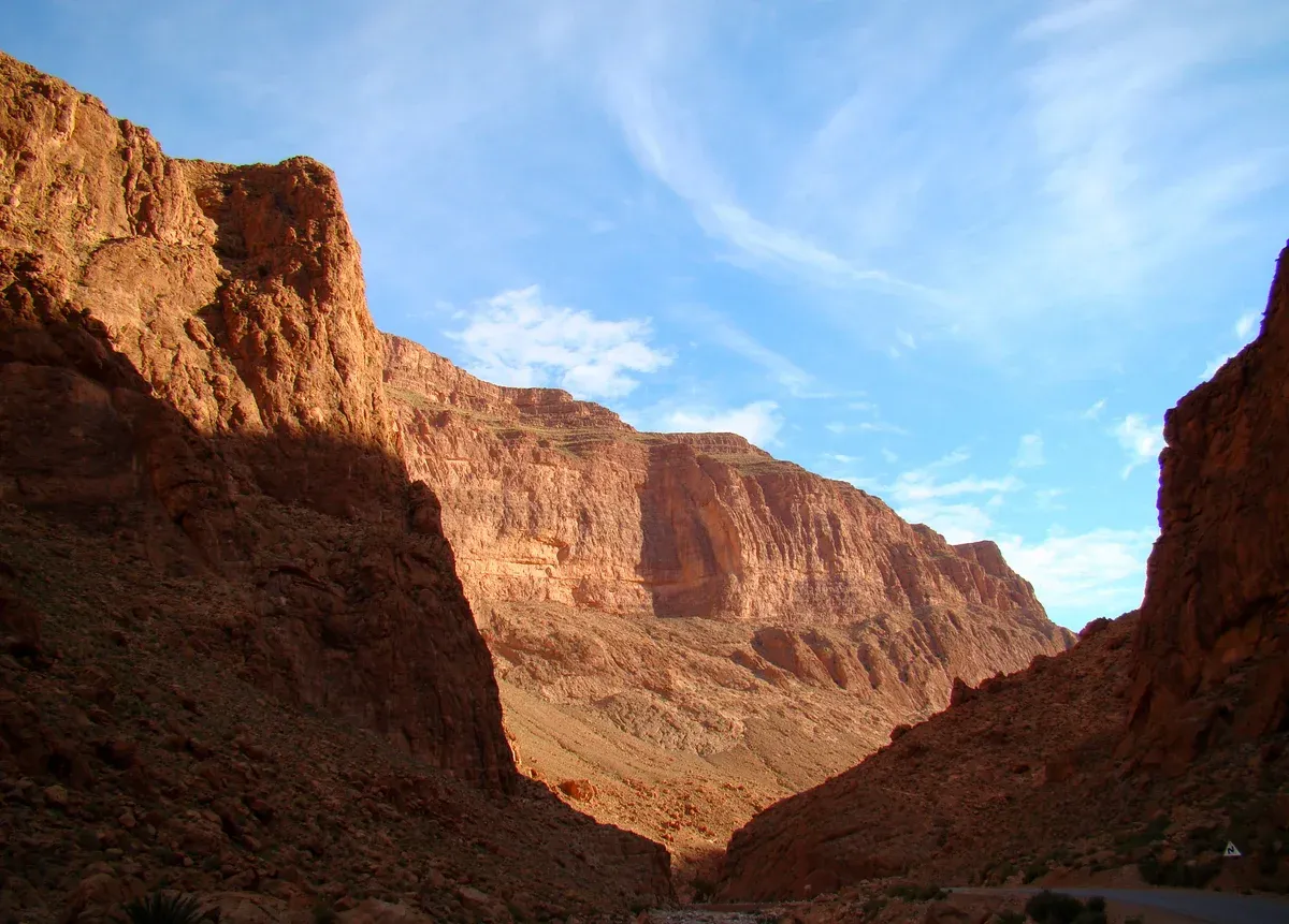 The red walls of the Todra Gorge near Tinghir on a Morocco tour package